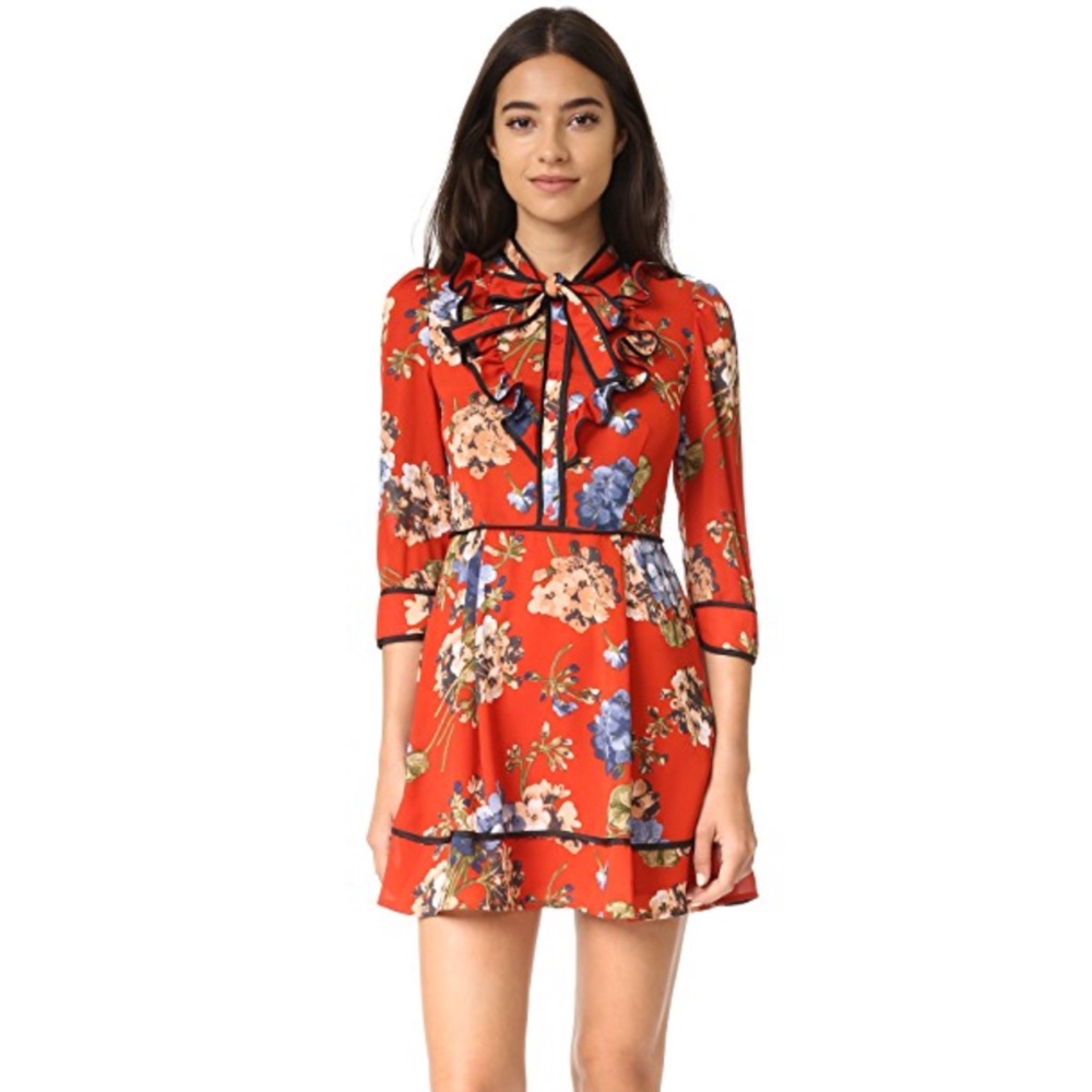 Re:named Floral Red Ruffle Dress M